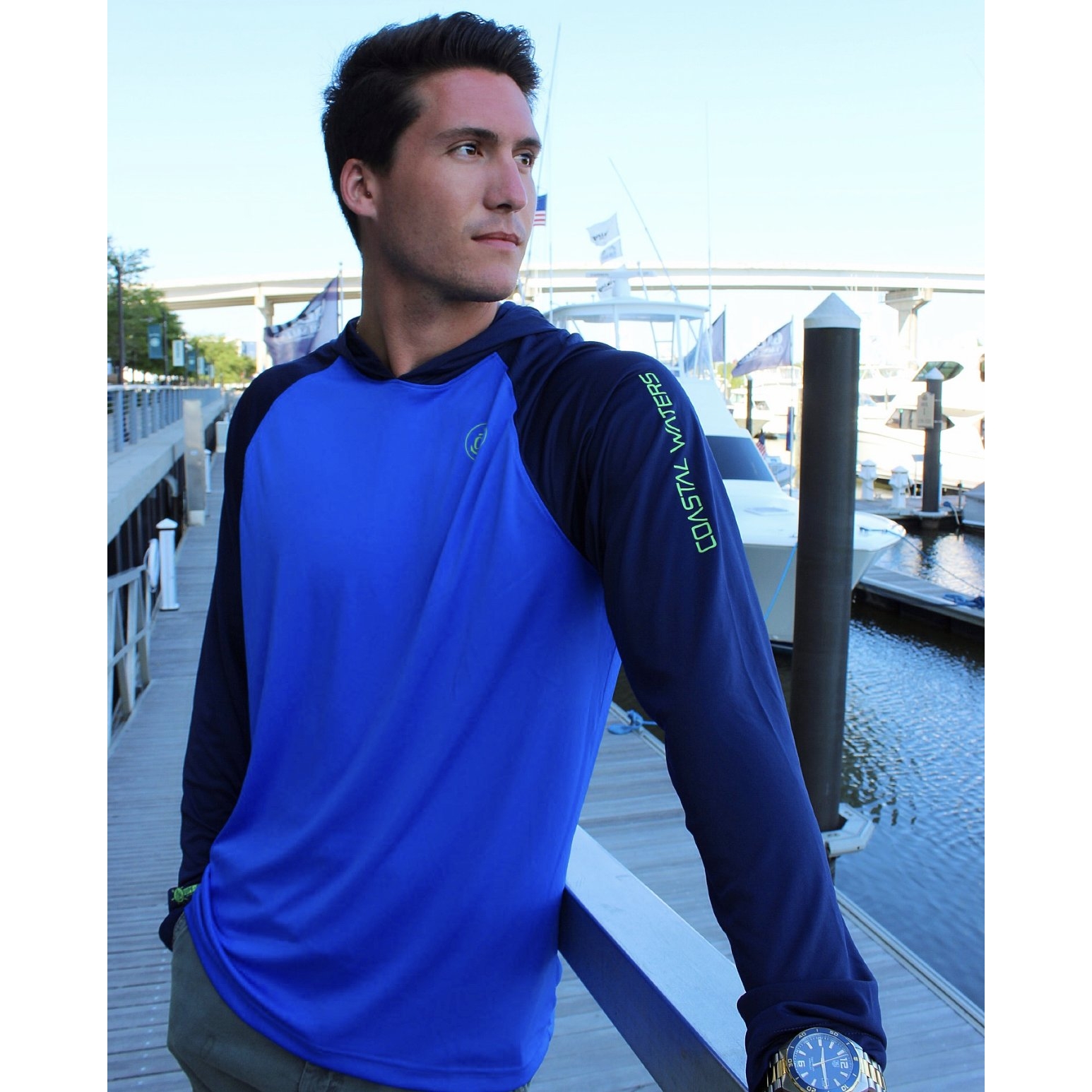 Coastal Water UPF 50 Hooded Raglan Performance Hoodie - Image 2