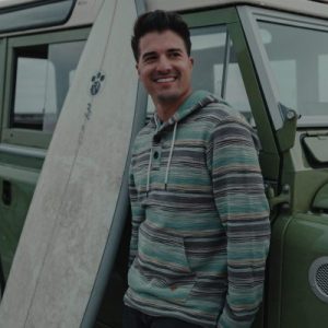 THE GREEN PAAMUL PONCHO - MID-WEIGHT FRENCH TERRY STRIPED PONCHO