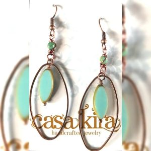 CASA KIRA"TURQUOISE" Planet, Copper Loop Earring Large